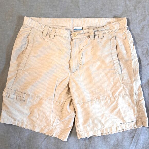 Columbia PFG Mens Shorts Sz 38 Tan Ripstop Flat Front Fishing Hiking Omni-Shade - Picture 1 of 10